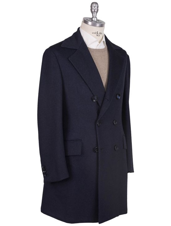 Kiton Kiton Blue Cashmere Silk Vicuna Peru Overcoat Blue 001