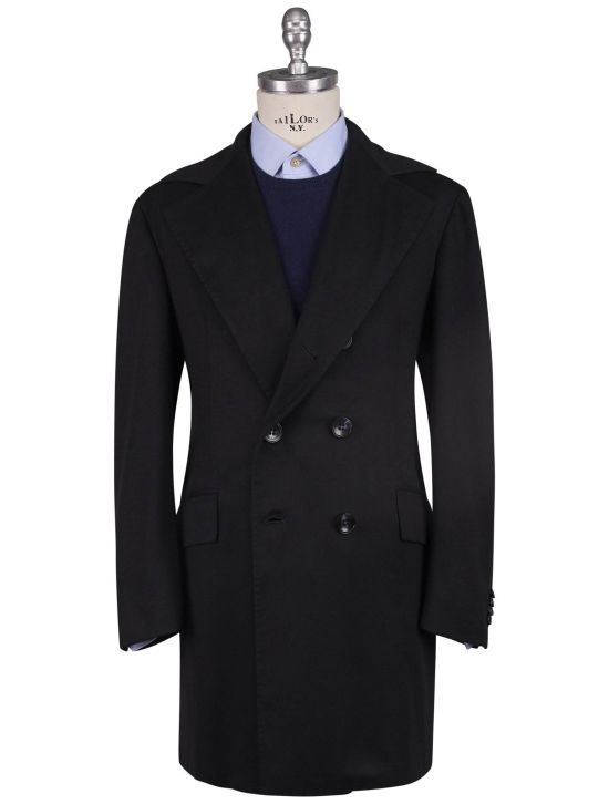 Kiton Kiton Black Cashmere Double Breasted Overcoat Black 000