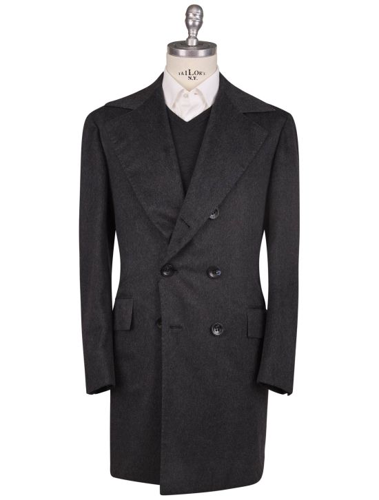 Kiton Kiton Dark Gray Cashmere Double Breasted Overcoat Dark Gray 001