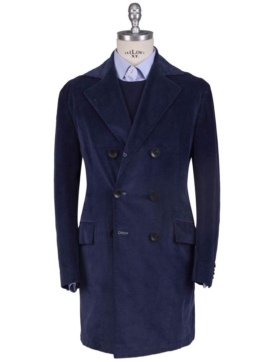 Kiton Kiton Blue Cotton Cashmere EA Velvet Overcoat Blue 000