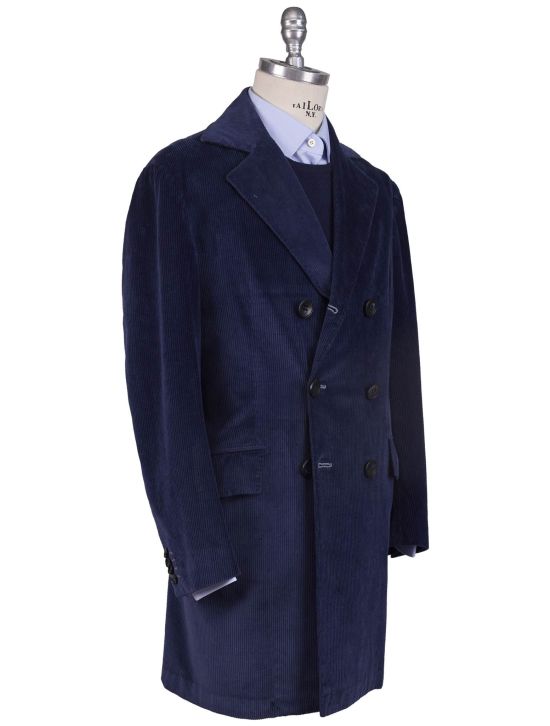 Kiton Kiton Blue Cotton Cashmere EA Velvet Overcoat Blue 001