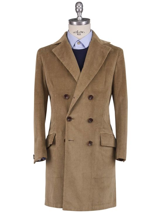 Kiton Kiton Beige Cotton Cashmere Ea  Velvet Double Breasted Overcoat Beige 000