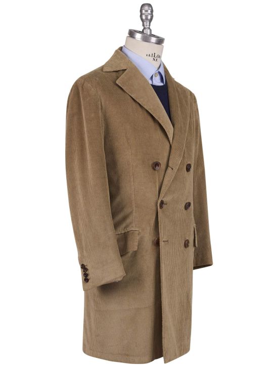 Kiton Kiton Beige Cotton Cashmere Ea  Velvet Double Breasted Overcoat Beige 001