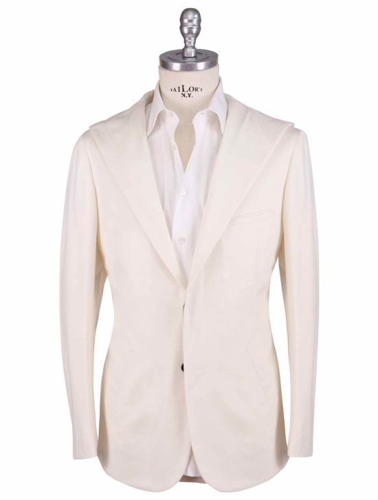 KNT Kiton Knt White Cotton Cashmere Pa Blazer Mod. King White 000