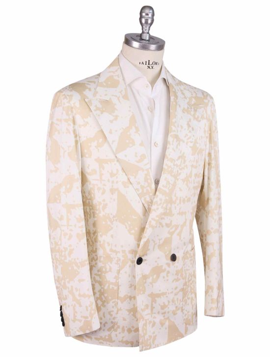 KNT Kiton Knt Beige White Cotton Blazer Beige / White 001