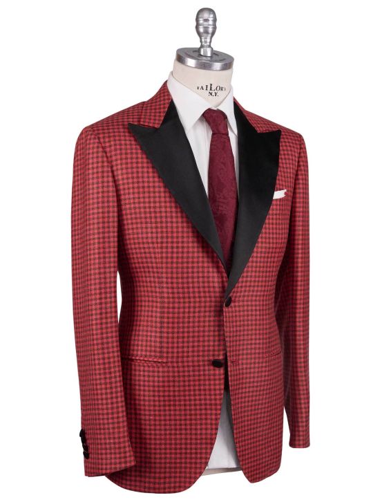 Kiton Kiton Black Red Cashmere Silk Linen Smoking Blazer Red / Black 001