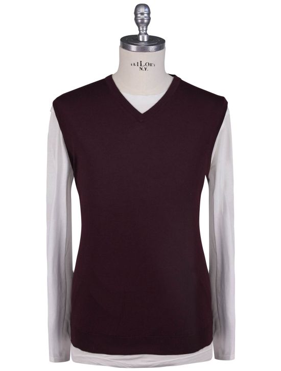 Kiton Kiton Burgundy Cashmere Silk Sweater Gilet Burgundy 000