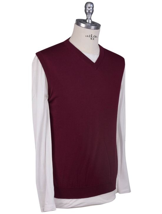 Kiton Kiton Burgundy Cashmere Silk Sweater V-Neck Burgundy 001