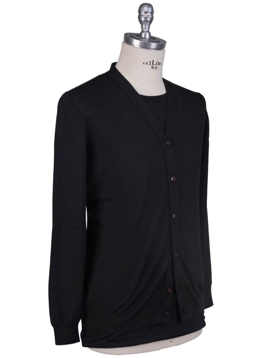 Kiton Kiton Black Cashmere Silk Sweater Cardigan Black 001