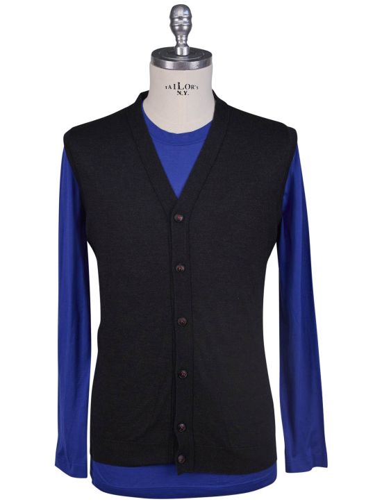 Kiton Kiton Black Cashmere Silk Sweater Cardigan Black 000