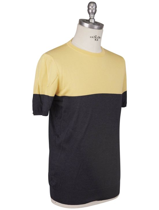 Kiton Kiton Yellow Gray Cotton T-Shirt Yellow / Gray 001