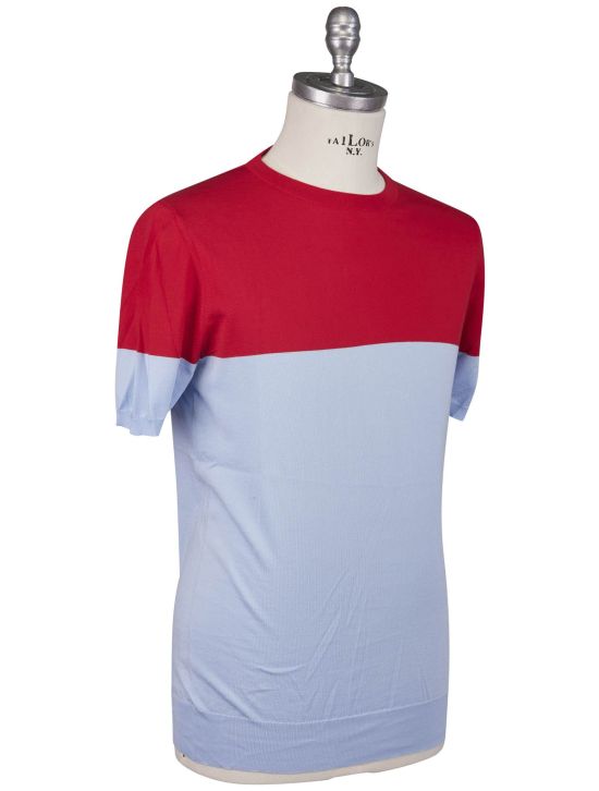 Kiton Kiton Light Blue Red Cotton T-Shirt Light Blue / Red 001