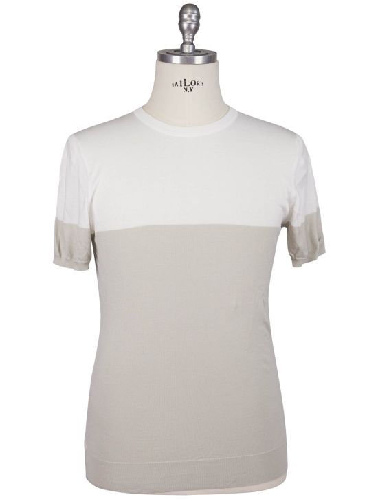 Kiton Kiton Gray White Cotton T-Shirt Gray / White 000