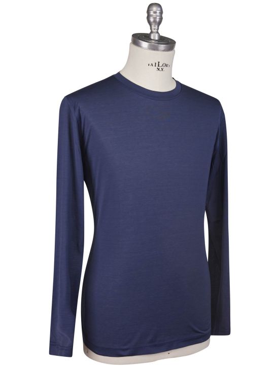 Kiton Kiton Blue Cotton Sweater Crewneck Blue 001