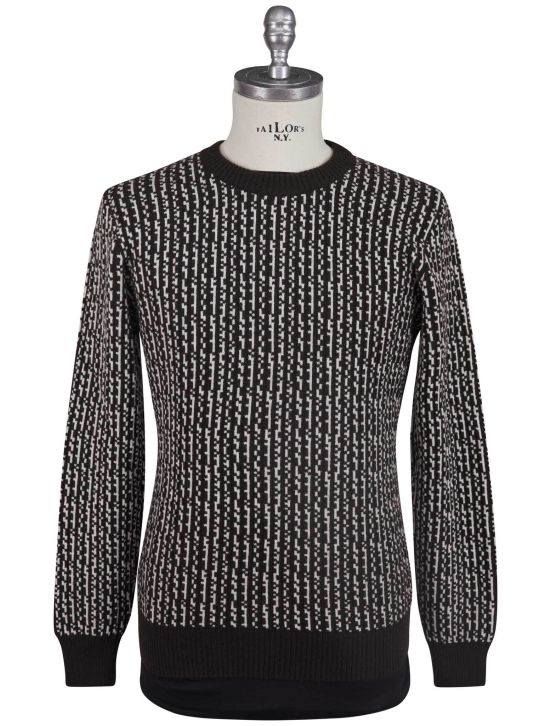 Kiton Kiton Black White Cashmere Sweater Crewneck Black / White 000