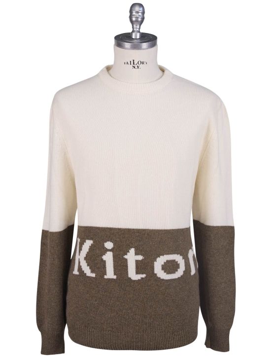 Kiton Kiton Brown White Cashmere Sweater Crewneck Brown / White 000