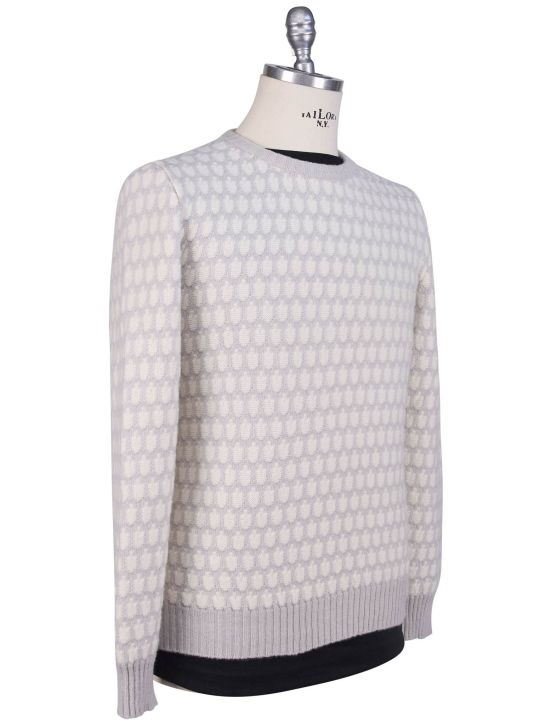 Kiton Kiton Gray White Cashmere Sweater Crewneck Gray / White 001