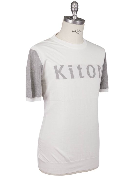 Kiton Kiton Gray White Cotton T-Shirt Gray / White 001