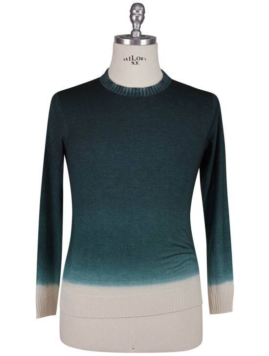 Kiton Kiton Green White Cashmere Silk Sweater Crewneck Green / White 000