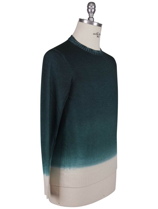 Kiton Kiton Green White Cashmere Silk Sweater Crewneck Green / White 001