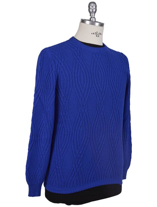 Kiton Kiton Blue Cashmere Silk Sweater Crewneck Blue 001