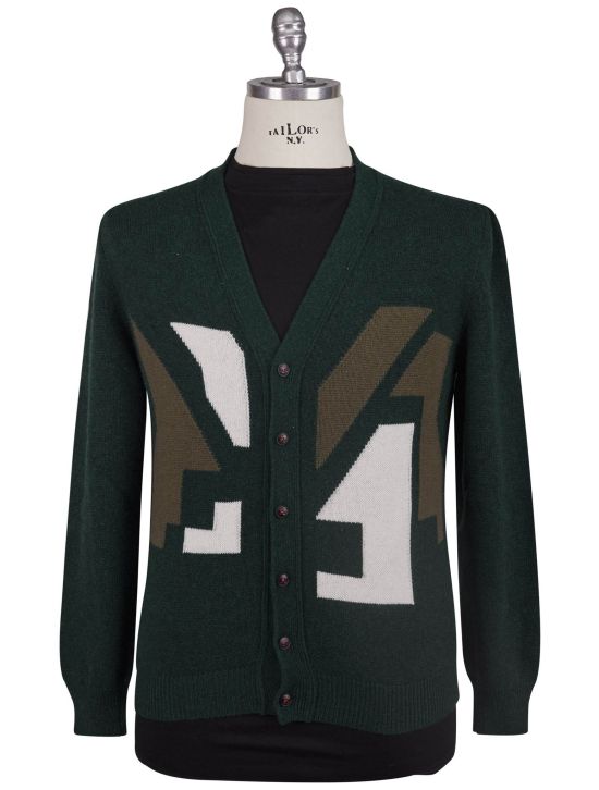 Kiton Kiton Green White Cashmere Sweater Cardigan Green / White 000