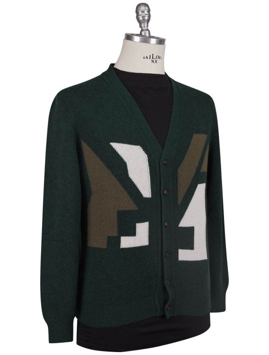 Kiton Kiton Green White Cashmere Sweater Cardigan Green / White 001