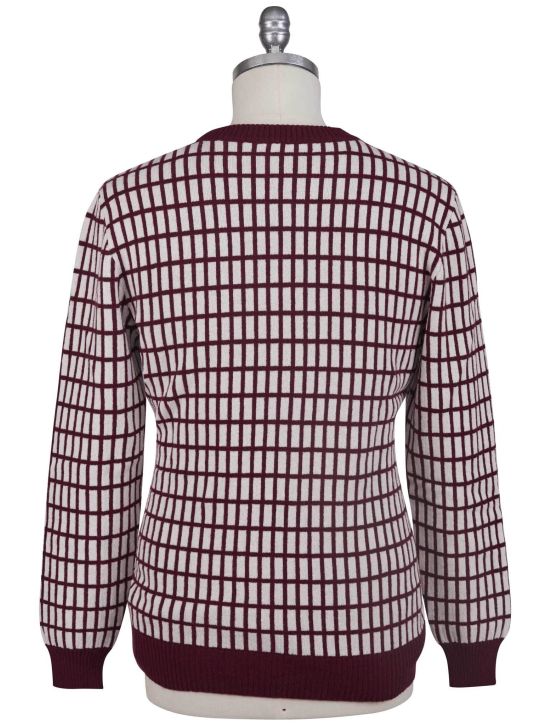 Kiton Kiton Burgundy White Cashmere  Sweater Crewneck Burgundy / White 000