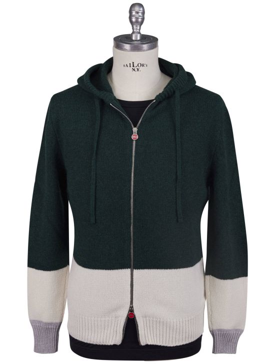 Kiton Kiton Green White Cashmere Sweater Full Zip Green / White 000