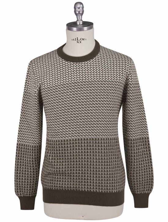 Kiton Kiton Green White Cashmere Sweater Crewneck Green / White 000