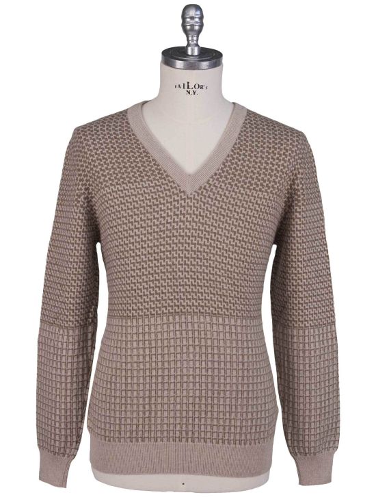 Kiton Kiton Beige Cashmere Sweater V-Neck Beige 000