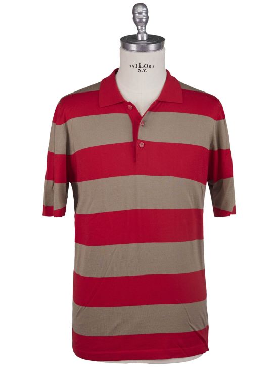 Kiton Kiton Red Taupe Cotton Polo Red / Taupe 000