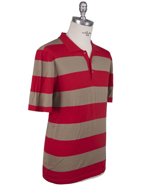 Kiton Kiton Red Taupe Cotton Polo Red / Taupe 001