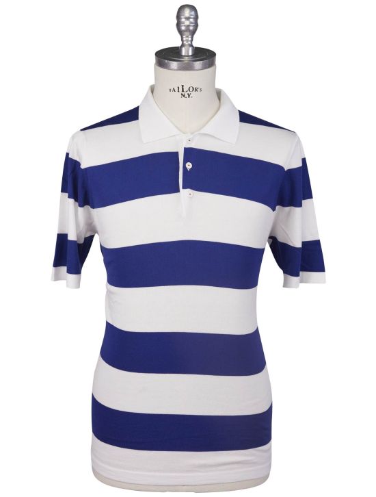 Kiton Kiton Blue White Cotton Polo Blue / White 000