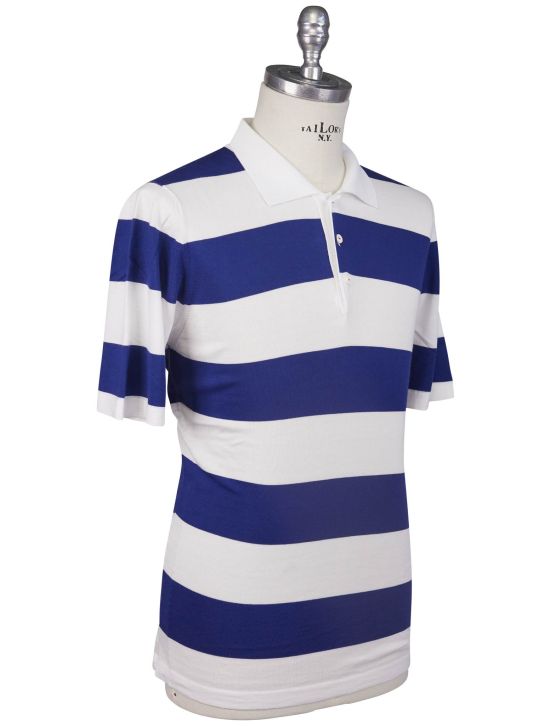 Kiton Kiton Blue White Cotton Polo Blue / White 001