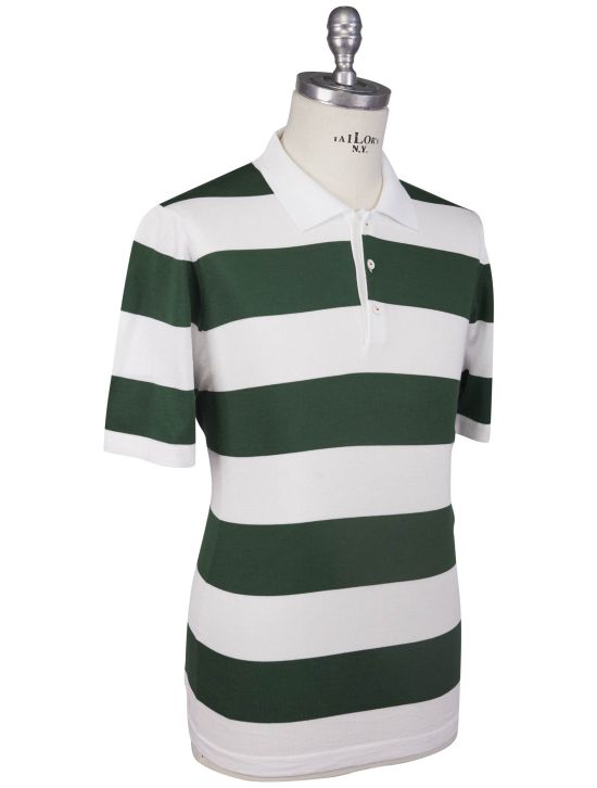 Kiton Kiton White Green Cotton Polo White / Green 001