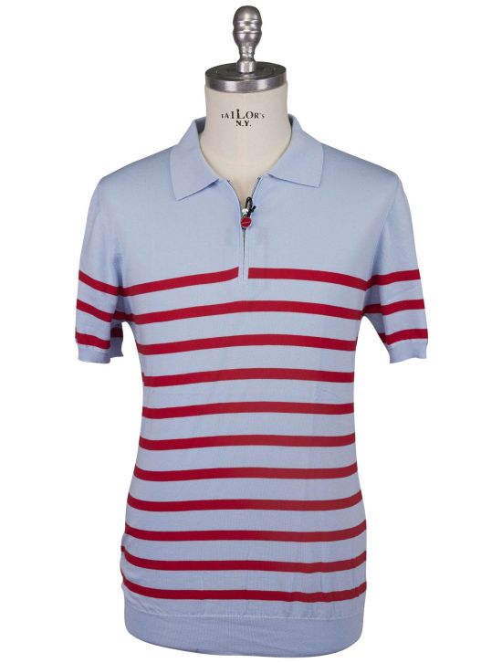 Kiton Kiton Light Blue Red Cotton Polo Light Blue / Red 000