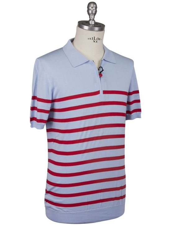 Kiton Kiton Light Blue Red Cotton Polo Light Blue / Red 001