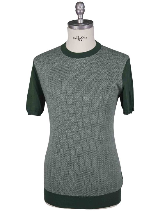 Kiton Kiton Green White Cotton T-Shirt Green / White 000