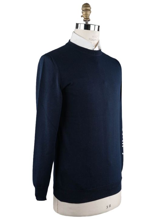 Kiton Kiton Blue Cotton Sweater Crewneck Blue 001