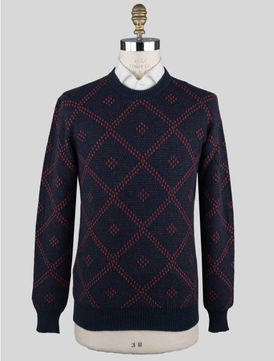 Kiton Kiton Blue Red Cashmere Sweater Crewneck Blue / Red 000