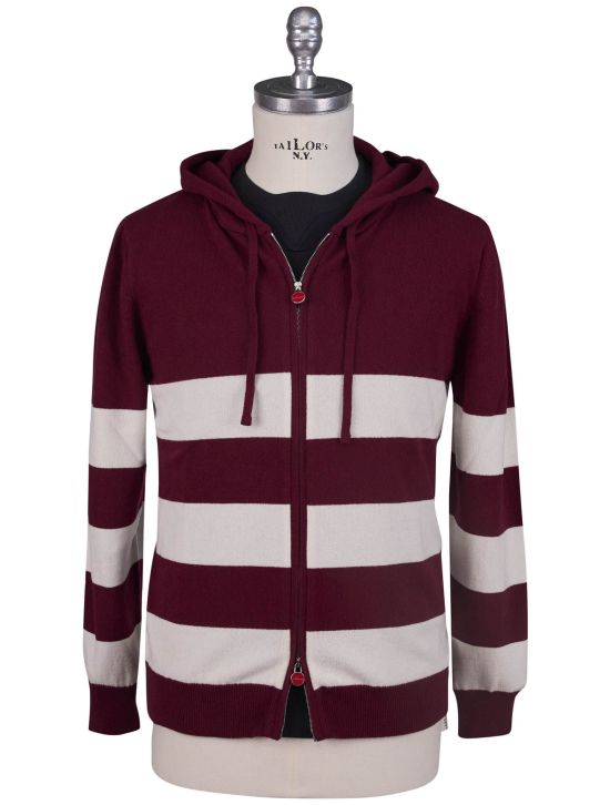 Kiton Kiton Burgundy White Cashmere Sweater Full Zip Burgundy / White 000