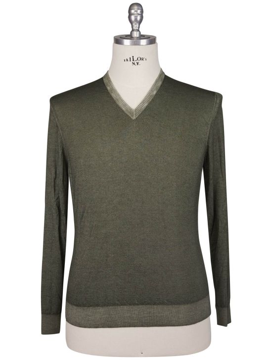 Kiton Kiton Green Cashmere Silk Sweater V-Neck Green 000