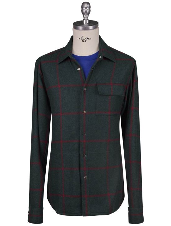 Kiton Kiton Red Green Cashmere Overshirt Green / Red 000