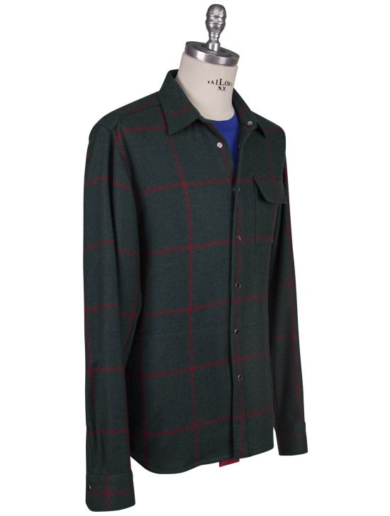 Kiton Kiton Red Green Cashmere Overshirt Green / Red 001