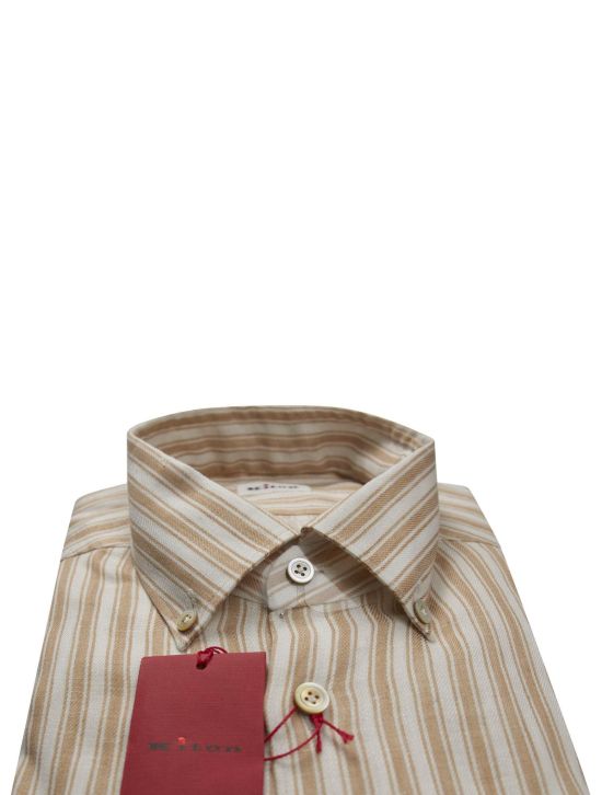 Kiton Kiton Beige White Linen Pl Ea Shirt Beige / White 001