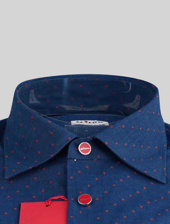 Kiton Kiton Blue Red Cotton Shirt Blue / Red 001