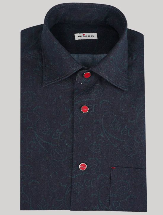 Kiton Kiton Blue Green Cotton Shirt Blue / Green 000