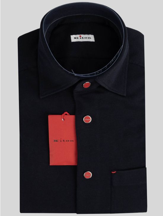 Kiton Kiton Dark Blue Cotton Cashmere Shirt Dark Blue 000