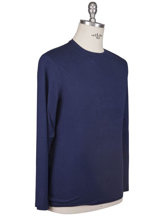 Kiton Kiton Blue Cotton Cashmere Sweater Crewneck Blue 001